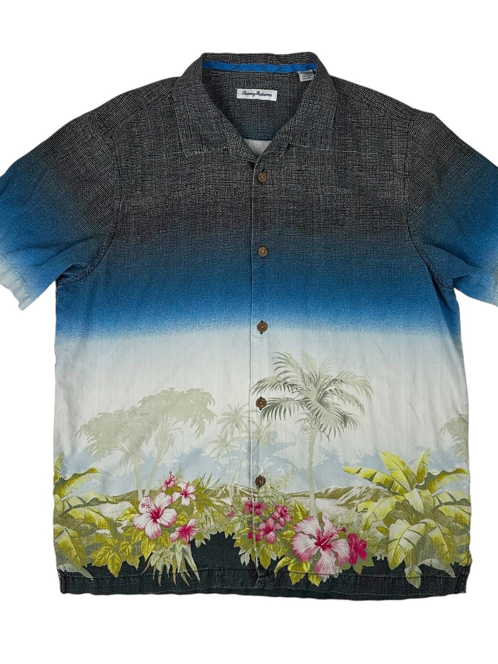 Tommy Bahama Mens Silk Button Down Gradient Hawaiian Shirt Size XL